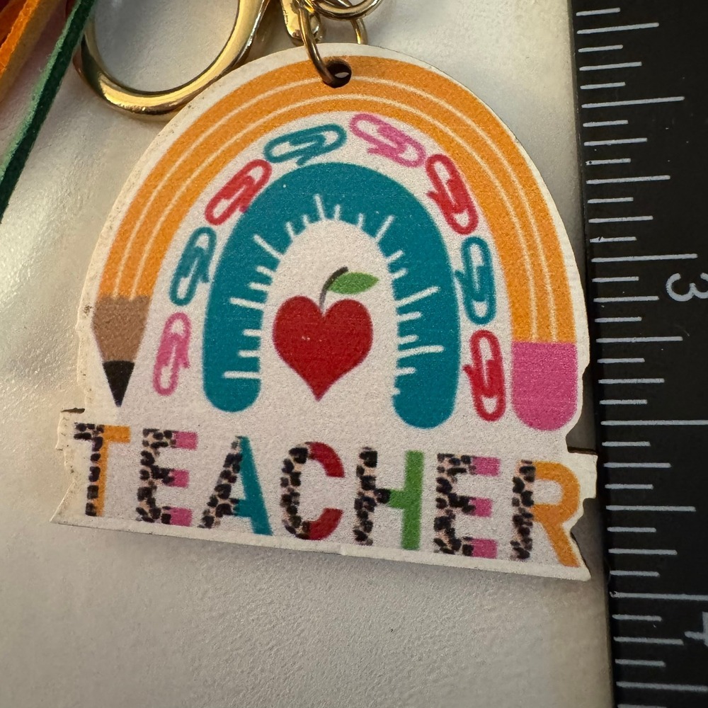 Teacher Rainbow Keychain with Tassel, Apple, Pencil, Cute Back to School‎